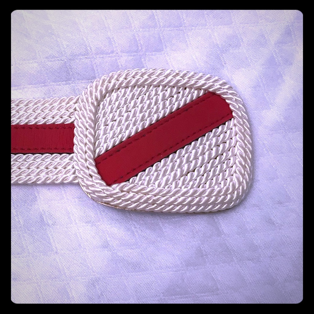 Gutos red/white nautical signed vintage belt
